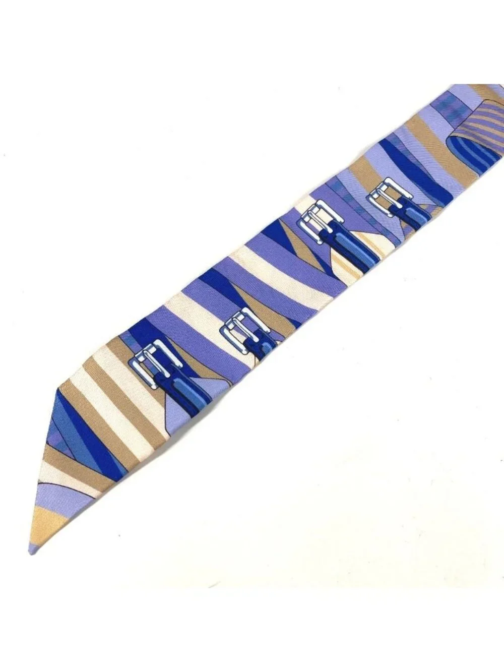 Hermes Scarf Twilly Tiri Silk Blue - Picture 5 of 9